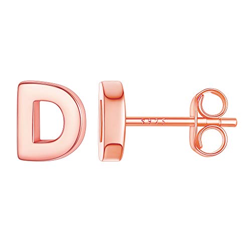 Suplight Damen Ohrringe Silber 925 3D Buchstabe D Ohrstecker Minimalistische Initiale Ohr Piercing 18k vergoldet Anfangsbuchstaben Alphabet Schmuck Accessoire für Party Hochzeit von Suplight