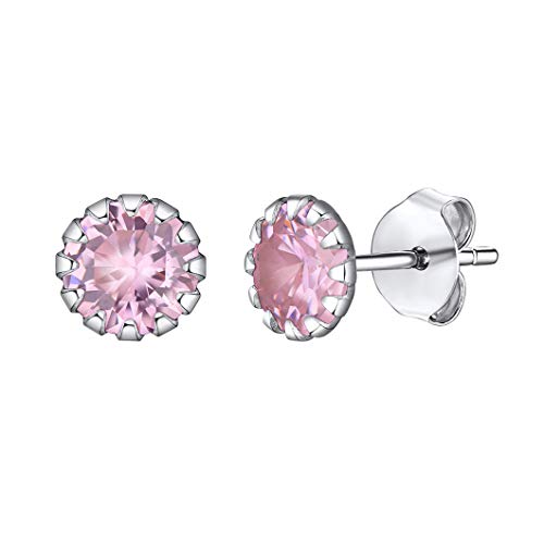 Suplight Damen Ohrstecker Silber 925 Geburtsstein Oktober Turmalin Blümchen Ohrringe pink Zirkonia Ohrpiercing Mädchen chirurgenstahl Ohrschmuck Kristall Accessoire für Jahrestag Valentinstag von Suplight