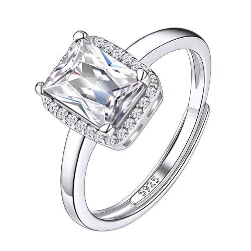 Suplight Damen Ringe aus 925 Sterling Silber Kristall Fingerring mit Geburtsstein April in Quadratschnittform Zirkonia Damenring Synthetischer Diamant von Suplight