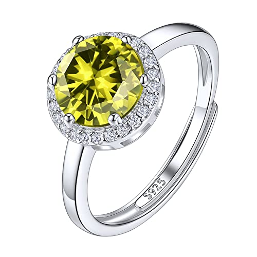 Suplight Damen Ringe aus 925 Sterling Silber Kristall Fingerring mit Geburtsstein August in Rundschnittform Zirkonia Damenring Synthetischer Peridot von Suplight