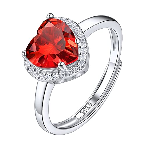 Suplight Damen Ringe aus 925 Sterling Silber Kristall Fingerring mit Geburtsstein Juli in Herzschnittform Zirkonia Damenring Synthetischer Rubin von Suplight