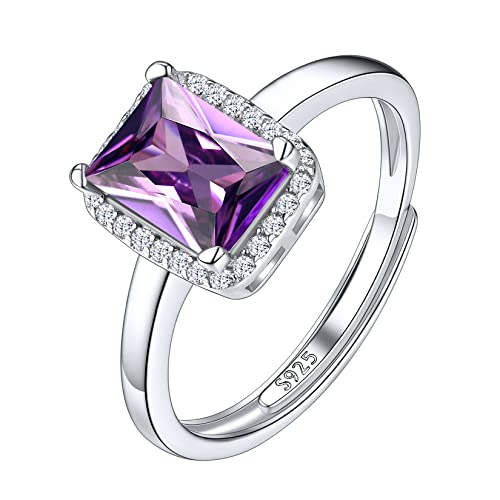 Suplight Damen Ringe aus 925 Sterling Silber Kristall Fingerring mit Geburtsstein Juni in Quadratschnittform Zirkonia Damenring Synthetischer Alexandrit von Suplight