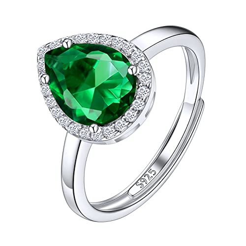 Suplight Damen Ringe aus 925 Sterling Silber Kristall Fingerring mit Geburtsstein Mai in Birnenschnittform Zirkonia Damenring Synthetischer Smaragd Suplight Damen Ringe aus 925 Sterling Silber Kristall Fingerring mit Geburtsstein Mai in Birnenschnittform Zirkonia Damenring Synthetischer Smaragd von Suplight