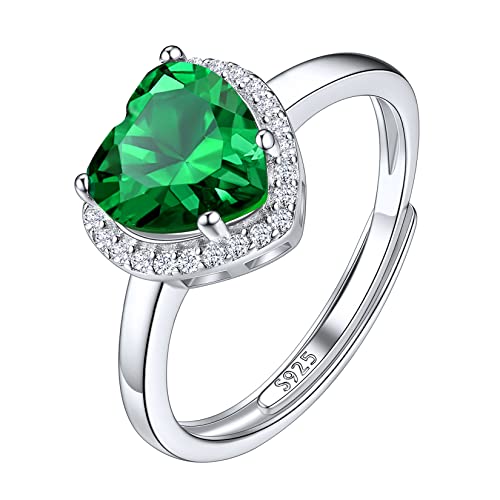 Suplight Damen Ringe aus 925 Sterling Silber Kristall Fingerring mit Geburtsstein Mai in Herzschnittform Zirkonia Damenring Synthetischer Smaragd Suplight Damen Ringe aus 925 Sterling Silber Kristall Fingerring mit Geburtsstein Mai in Herzschnittform Zirkonia Damenring Synthetischer Smaragd von Suplight
