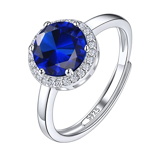 Suplight Damen Ringe aus 925 Sterling Silber Kristall Fingerring mit Geburtsstein September in Rundschnittform Zirkonia Damenring Synthetischer Saphir von Suplight