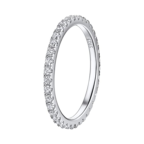 Suplight Damen Ringe mit Stein Silber 925 Fingerring Eheringe Verlobungsring Breite 2mm Größe 14,8mm Silber von Suplight