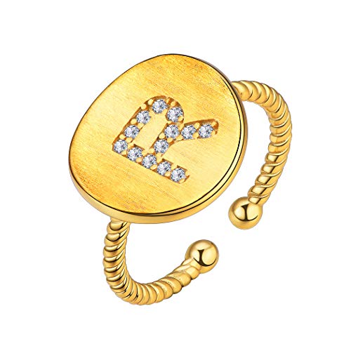 Suplight Offener Ring Buchstabe R Statement Ring Damen Initiale Ring 925 Silber Gelbgold überzogend mit Zirkonia Dekoriert Schmuck Frauen Mädchen Geschenk für Geburtstag(Gold) von Suplight