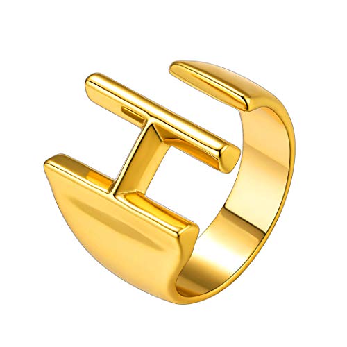 Suplight Damen Verstellbarer Ring 18k Vergoldet Offener Ring Buchstabe H goldfarben Initiale Statement Ring Anfangsbuchstaben Ring für Männer Modeschmuck Accessoire für Weihnachten Geburtstag von Suplight