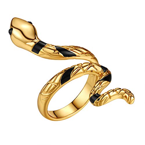 Suplight Damen Verstellbarer Ring 18k vergoldet offener Ring Schlange dekoriert Vintage Mittelring Frauen Mädchen Fingerring Modeschmuck Accessoire von Suplight
