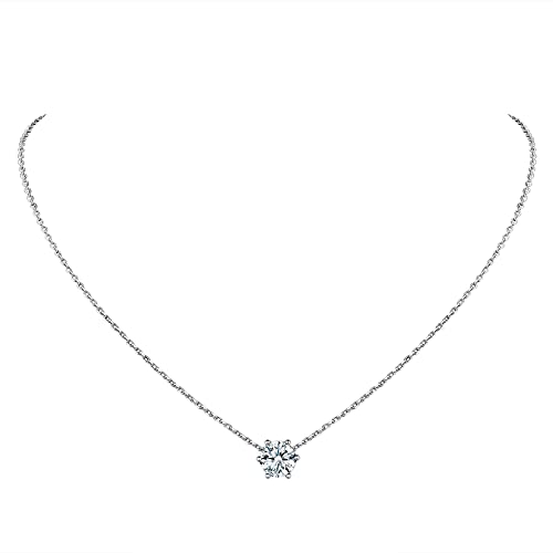 Suplight Damen kette Silber 925 Romantische Kristall Halskette mit Geburtsstein April 45cm verstellbare Rolokette mit Runde Zirkonia Mondstein Schmuck Bergkristall Accessoire für Damen Mädchen Suplight Damen kette Silber 925 Romantische Kristall Halskette mit Geburtsstein April 45cm verstellbare Rolokette mit Runde Zirkonia Mondstein Schmuck Bergkristall Accessoire für Damen Mädchen von Suplight