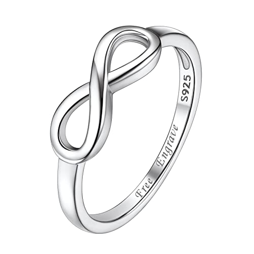 Suplight Damenring Silber 925 Eheringe Partnerringe für sie und ihn mit Infinity Symbol Unendlichkeits Ewigkeitsring Größe 62 Personalisierter Schmuck von Suplight