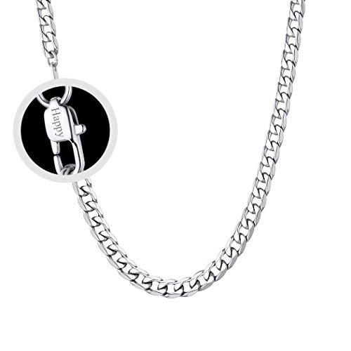Suplight Klassische Cuban Link Chain Panzerkette für Damen Herren personalisiert 4mm breit 55cm/22 lang Unisex Kette Edelstahl Name Gravur Halskette Ersatzkette Zubehör Geschenk von Suplight