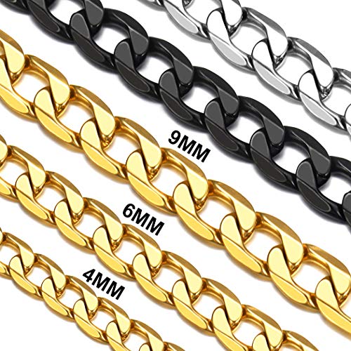 Suplight Herren Jungen Hip Hop Stil Kette 18k vergoldet Klassische Panzerkette Cuban Link Chain 4mm breit 76cm lang Halskette Ersatzkette Accessoire von Suplight