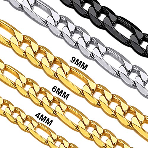Suplight Klassische Figarokette 3+1 Gliederkette für Damen Herren 6mm breit 55cm/22 lang Unisex Kette 18k vergoldet Halskette Ersatzkette Zubehör Suplight Klassische Figarokette 3+1 Gliederkette für Damen Herren 6mm breit 55cm/22 lang Unisex Kette 18k vergoldet Halskette Ersatzkette Zubehör von Suplight
