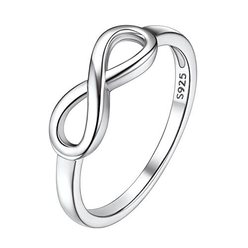 Suplight Fingerring Damen Unendlichkeit Silber 925 Ewigkeitsring Verlobungsring Paar Geschenke Größe 57 weißgold von Suplight