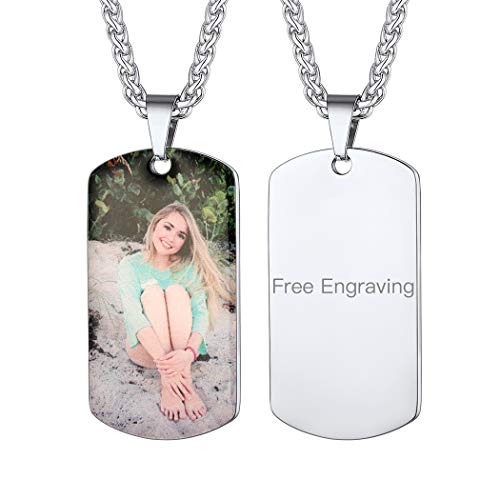 Suplight Foto Halskette personalisiert Bild Anhänger mit einstellbarer Kette Edelsthal Name Text Gravur Dog Tag Erkennungsmarke Modeschmuck Geschenk für Party Geburtstag von Suplight