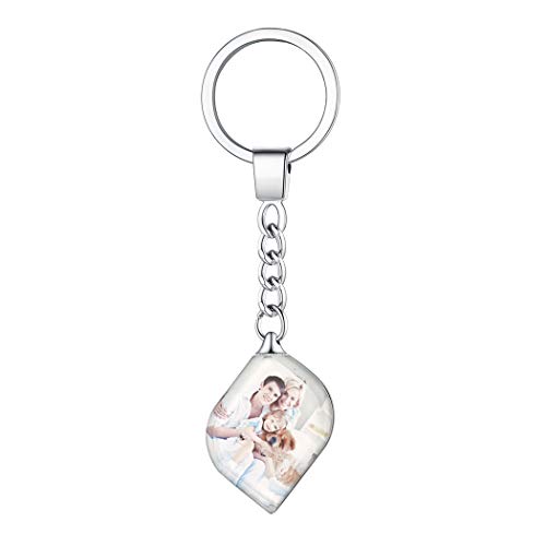 Suplight Foto Schlüsselanhänger personalisiert Blatt Form Anhänger beiden Seiten Bilder Gravur Keyring Key Chain Schlüsselbund Accessoire Geburtstag von Suplight