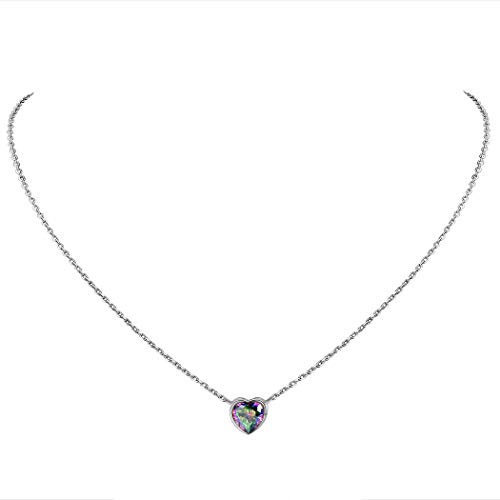 Suplight Frauen Collier Herz Schlüsselbein Kette mit mystisch Zirkonia eingelegt 925 Sterling Silber Kette 40+5cm für Mädchen von Suplight