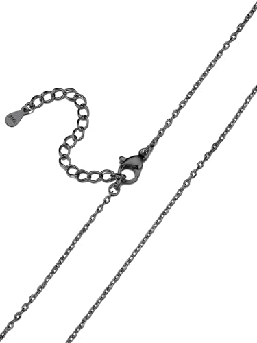 Suplight Gliederkette Schwarz Charm Choker Kette Damen Collier Edelstahl Halsband Panzerkette dünne Rolokette ohne Anhänger, 1,4mm breit, 48cm lang, Geschenk für Geburtstag Suplight Gliederkette Schwarz Charm Choker Kette Damen Collier Edelstahl Halsband Panzerkette dünne Rolokette ohne Anhänger, 1,4mm breit, 48cm lang, Geschenk für Geburtstag von Suplight