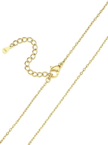 Suplight Goldkette ohne Anhänger Charm Choker Kette Gliederkette Damen statement Edelstahl Panzerkette 1,4mm dünne Collier Wasserfest Rolokette 48cn lang Halsreif Geschenk für Muttertag von Suplight