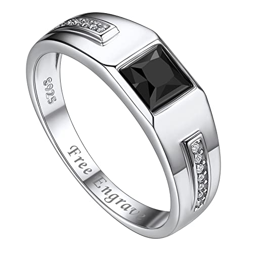 Suplight Herren Damen Ring Silber 925 mit Kristall 14K Weißgold Solitärring Spannrings Cubic Zirkonia Ring Schwarz Personalisierter Verlobungsring Eternityringe mit Gravur 62 von Suplight