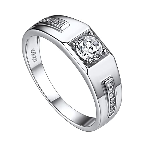 Suplight Herren Fraurn Ring mit glänzendem weißem Zirkonia in 925 Sterling Silber Ehering Partnerring Vertrauensring Hochzeitsring Kristall Fingerring 54 von Suplight