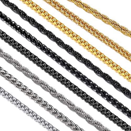 Suplight Herren Jungen Hip Hop Stil Kette 18k vergoldet Klassische Weizenkette 3mm breit 76cm lang Halskette Ersatzkette Accessoire für Anhänger von Suplight