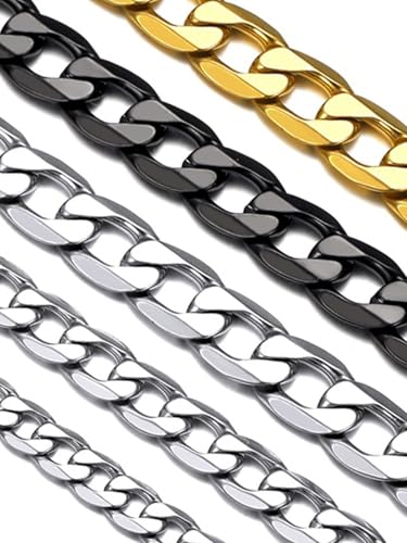 Suplight Kette Herren Edelstahl Panzerkette 4mm Cuban Link Chain 76cm lang Halskette Silber Kette für Damen Jungen Kinder Rapper Klassische Gliederkette Ersatzkette Accessoire Unisex Modeschmuck von Suplight