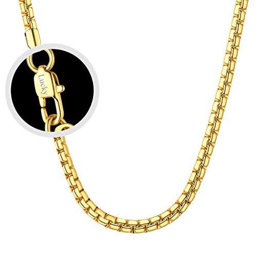 Suplight Herren Jungen Hip Hop Stil Kette personalisiert 18k vergoldet klassische Ankerkette Name Gravur Venezianierkette 6mm breit 76cm lang Halskette Ersatzkette Accessoire von Suplight