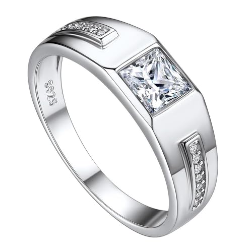 Suplight Herren Ring Silber 925 Personalisierter Solitärring Damen Bandring Spannrings Edelstein Verlobungsring mit Gravur Geburtsstein Schmuck 62 von Suplight