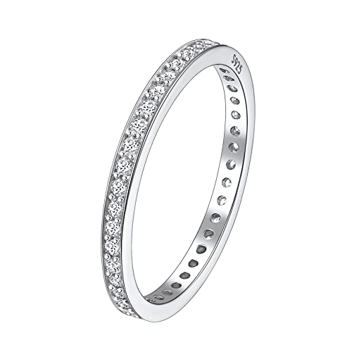 Suplight Herren Ring in 925 Sterling Silber Fingerring Weißer Cubic Zirkonia Bandring Spannrings 14K Weißgold Solitärring Verlobungsring Eternityringe Silberschmuck 54 von Suplight