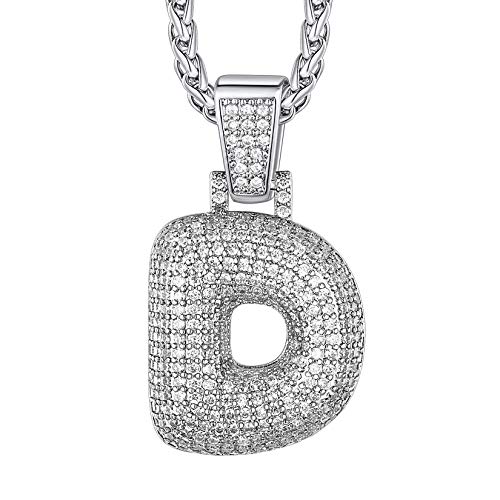 Suplight Iced-Out Buchstabe D Kette Herren platiniert Schaumblase Design Initiale Anhänger Halskette 3mm/56+5cm Weizenkette Hiphop Modeschmuck Accessoire für Rapper Biker Suplight Iced-Out Buchstabe D Kette Herren platiniert Schaumblase Design Initiale Anhänger Halskette 3mm/56+5cm Weizenkette Hiphop Modeschmuck Accessoire für Rapper Biker von Suplight