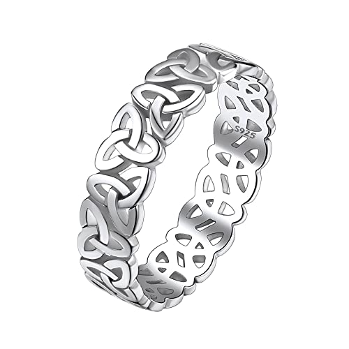 Suplight Keltischer Knot Ring für Damen Mädchen 925 Sterling Silber Triquetra Trinity Knot Fingerring Verlorbungsring Ehering mit Geschenkebox für Paar Pärchen, 64 von Suplight