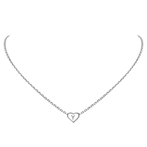 Suplight Kette für Damen mit Buchstabe Y Herz Initialen Anhänger Mode Letter Necklace Rolokette Minimalist Schmuck Accessoire mit Geschenkbox von Suplight