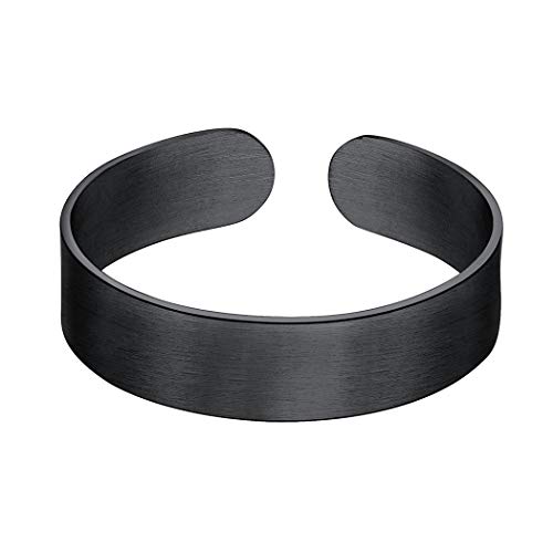 Suplight Knöchel Ring schwarz Edelstahl für Männer Frauen 5mm breit matte Offener Ring verstellbar Band Ring Verlobungsring Ehering Finger Modeschmuck Geschenk für Jahrestag von Suplight