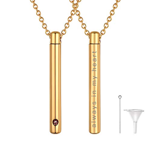 Suplight Memorial Kette 18k vergoldet Asche Anhänger in Stäbchen Form mit Geburtsstein personalisiert Zylinder Urne mit 46+5cm Rolokette Cremation Gedenk Erinnerungsschmuck für Haustier Verwandte Suplight Memorial Kette 18k vergoldet Asche Anhänger in Stäbchen Form mit Geburtsstein personalisiert Zylinder Urne mit 46+5cm Rolokette Cremation Gedenk Erinnerungsschmuck für Haustier Verwandte von Suplight
