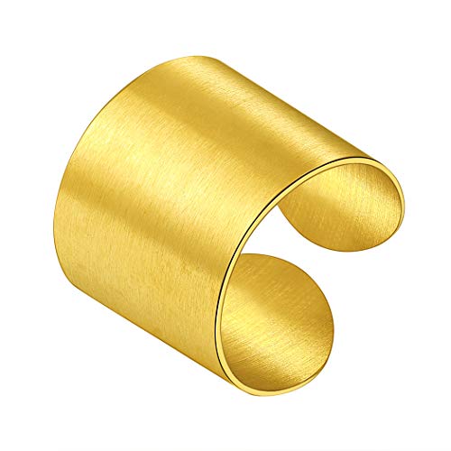 Suplight Offener Ring 18k Vergoldet für Damen Herren verstellbar Knöchel Ring 17mm breit Matte Bandring für Jungen Mädchen Modeschmuck Geschenk für Valentinstag Geburtstag von Suplight