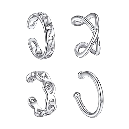 Suplight Ohrclips Damen ohne Ohrlöcher Silber 925 Ohr Manschette Paar Knorpel Ohrclip Ear Cuff Silber Helix Piercing Ohrklemme mit Geschenkebox für Damen Mädchen von Suplight