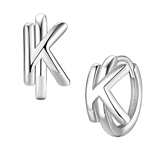 Suplight Ohrringe Damen mit Buchstabe K Creolen aus 925 Sterling Silber Initiale Alphabet Schmuck Geschenk für Frauen Mädchen von Suplight