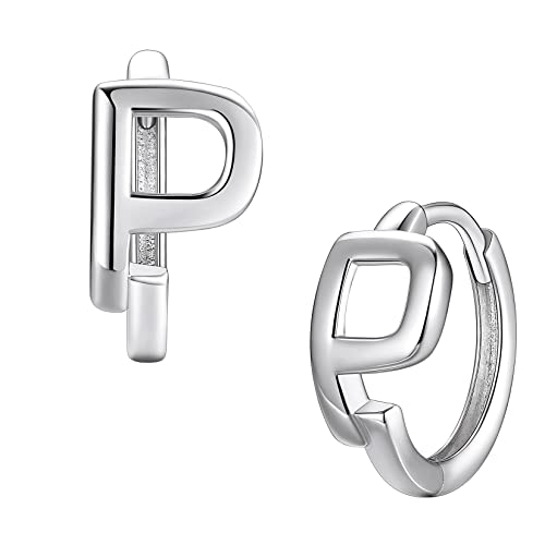 Suplight Ohrringe Damen mit Buchstabe P Creolen aus 925 Sterling Silber Initiale Alphabet Schmuck Geschenk für Frauen Mädchen von Suplight