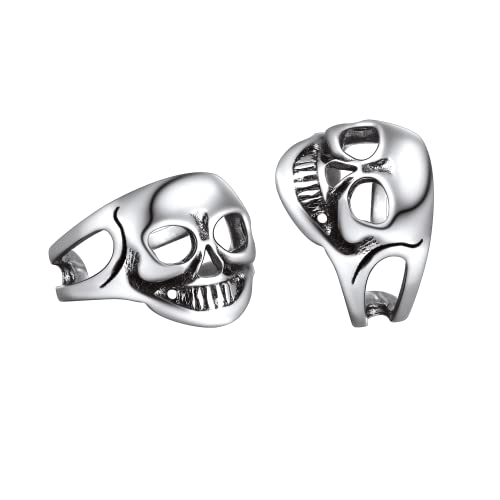 Suplight Ohrringe Silber 925 Totenkopf Ohrclip ohne Ohrlöcher Skull Earrings Gothic Ohrkelmme Ohrkelmme Wikings Ohrschmuck Totenkopf Geschenke für Männer Frauen von Suplight