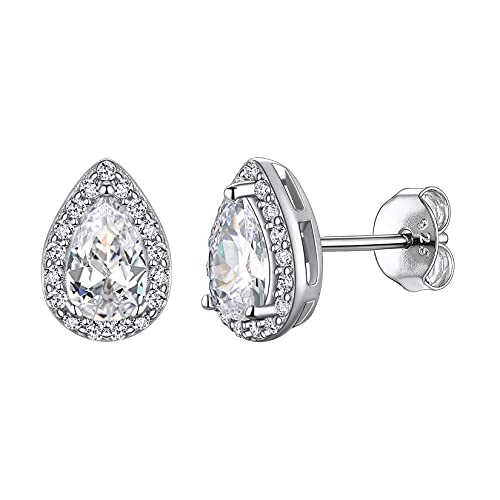 Suplight Ohrringe für Damen aus 925 Sterling Silber Kristall Ohrringe mit Geburtsstein April in Birnenschnittform Zirkonia Ohr Piercing Synthetischer Diamant Ohrschmuck für Freundin Mädchen von Suplight