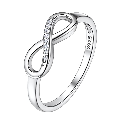Suplight Ring 925 Sterling Silber Damen Vorsteckring Zirkonia Infinity ewigkeitsring Silberschmuck Größe 62 von Suplight