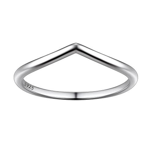 Suplight Ring Damen Silber 925 einfache Wunschring Wishbone Ring Schlichte Partnerringe V Form Silberringe Geschenke für Frauen Mädchen Größe 67 von Suplight