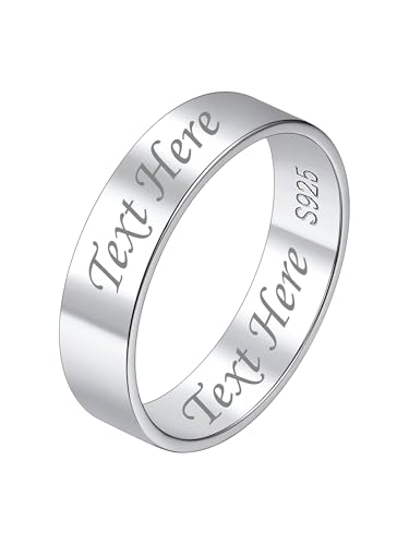 Suplight Ring Damen Silber 925 personalisiert Partnerring Promise Ring Breite 5mm Größe 54 Hochzeitsringe Eheringe Verlobungsring Trauringe mit Gravur Ewigkeitsring Paar Ring von Suplight