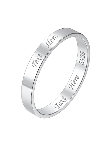 Suplight Ring Silber 925 Damen Breite 3mm Promise Ring Größe 65 Hochzeitsringe Eheringe personalisiert Verlobungsring Trauringe Ewigkeitsring Statement Ring mit Gravur von Suplight