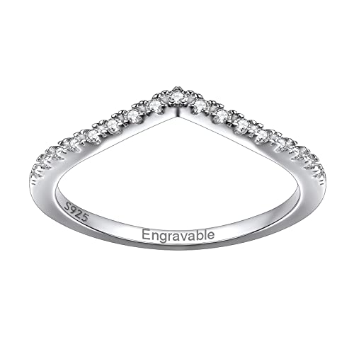 Suplight Ring Silber 925 Damen klassischer Wishbone Ring Stapelring Solitärring Zirkonia Eheringe fine Silberschmuck mit Gravur Größe 49 Personalisiertes Geschenke für Frauen von Suplight