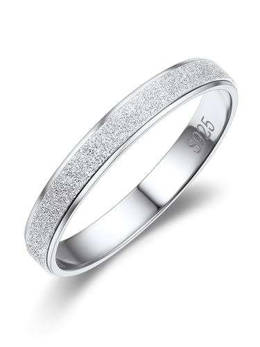 Suplight Silber 925 personalisert Verlobungsring für Damen 3mm matter Sandstrahl Fingerring simpel Ehering Hochzeitsringe Antragsring Memoirering Größe 54 von Suplight