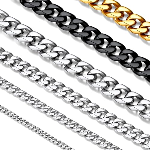 Suplight Panzerkette Herren Edelstahl 3mm Cuban Chain 71cm kubanische Halskette Hip Hop Kette - Männer Jungen Modeschmuck Accessoire von Suplight