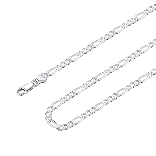 Suplight Silberkette Herren 925 Silber Unisex Figoro Kette 3mm Breit Damen Panzerkette Gliederkette Choker Hip-Hop Halskette 66cm lang Ersatzkette Modeschmuck Kette von Suplight